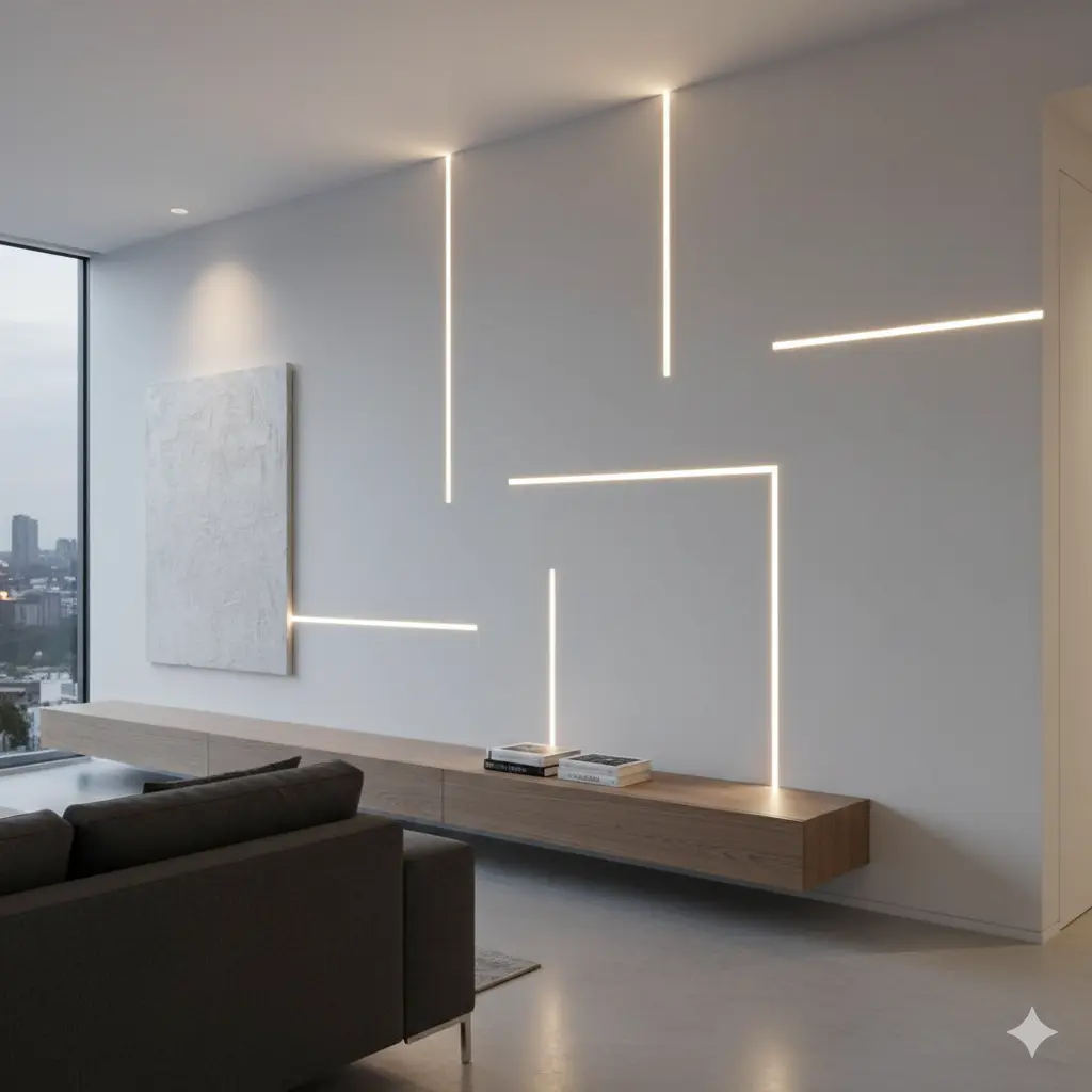Accentuating architectural features in a niche with recessed LED profiles