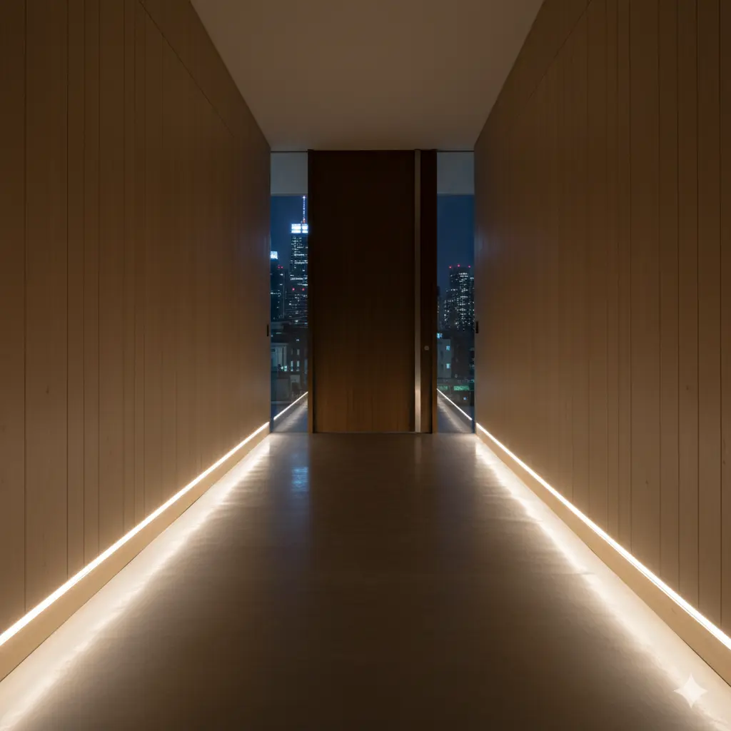 Dramatic hidden recessed lighting in a modern kitchen ceiling