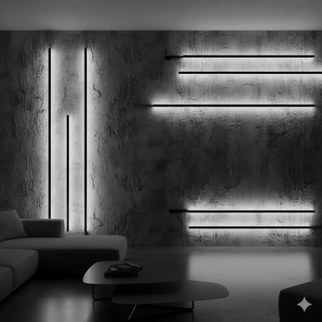Uniform linear LED lighting in a modern office environment