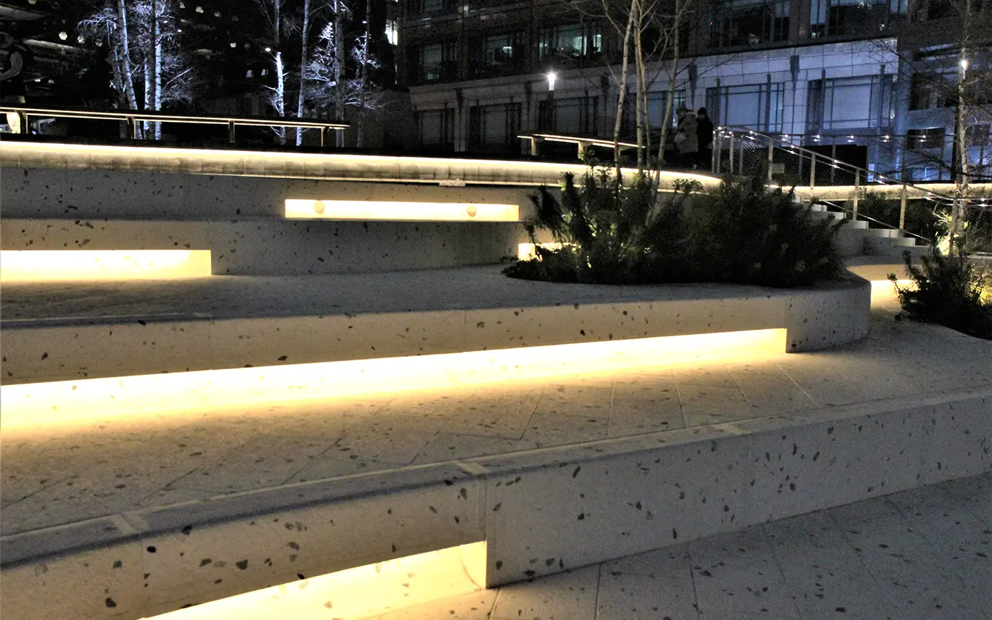 IP67 outdoor flexible LED luminaire installation at Exchange Square Broadgate London