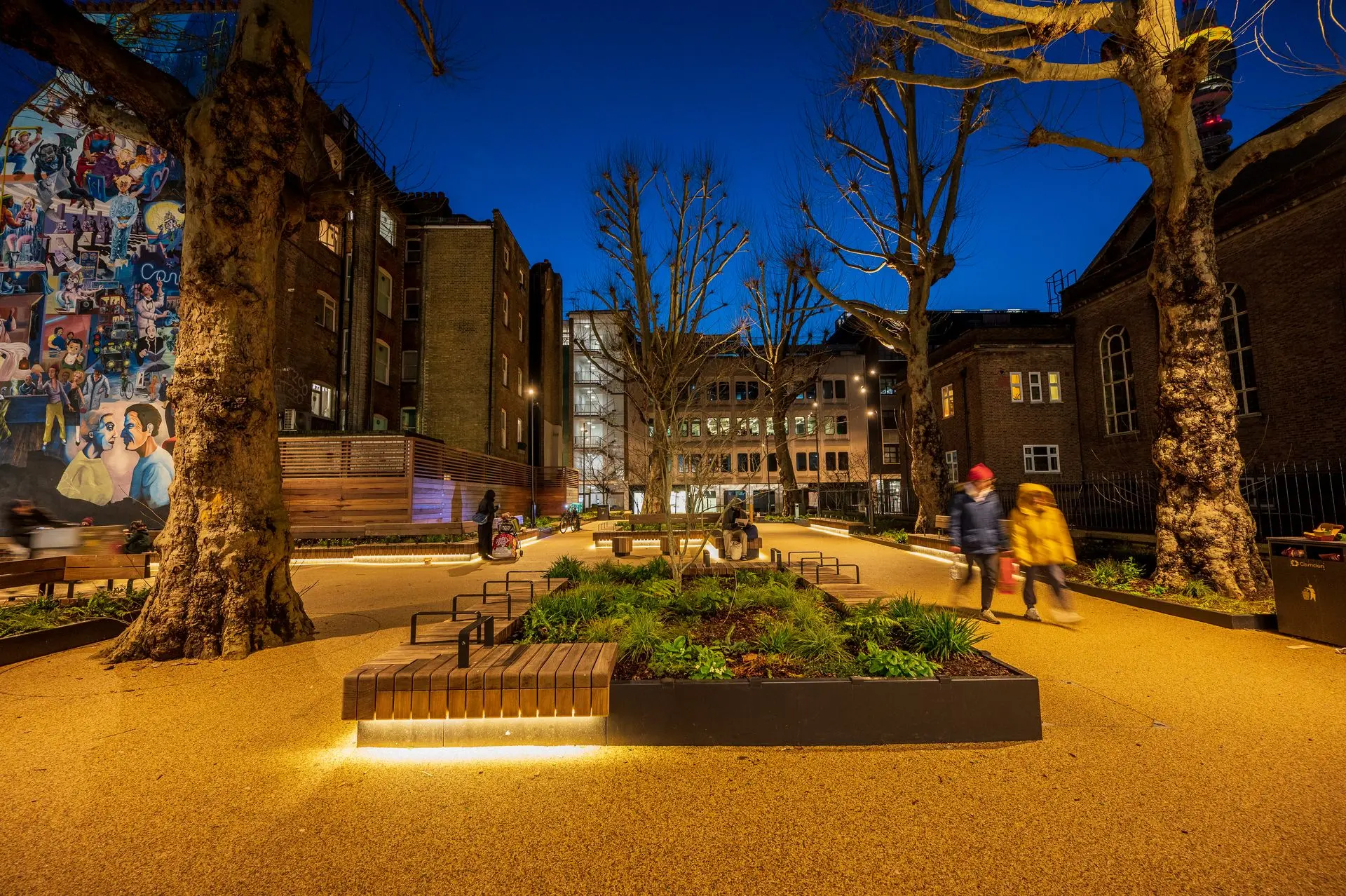 Whitfield Gardens Restored Fitzrovia Mural and Green Canopy