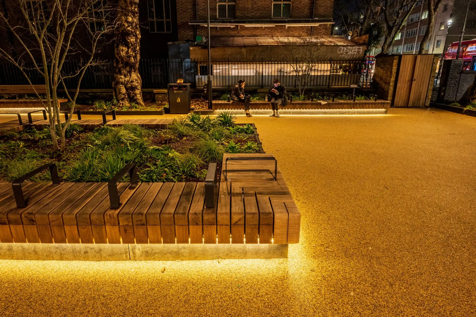 Whitfield Gardens Evening Atmosphere and Planter Lighting